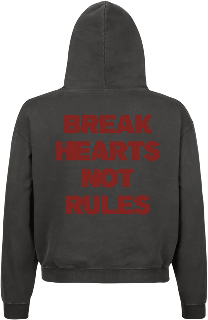 Break Hearts Not Rules - Vintage Grey Hoodie